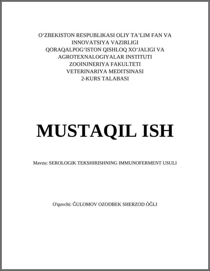 SEROLOGIK TEKSHIRISHNING IMMUNOFERMENT USULI 1