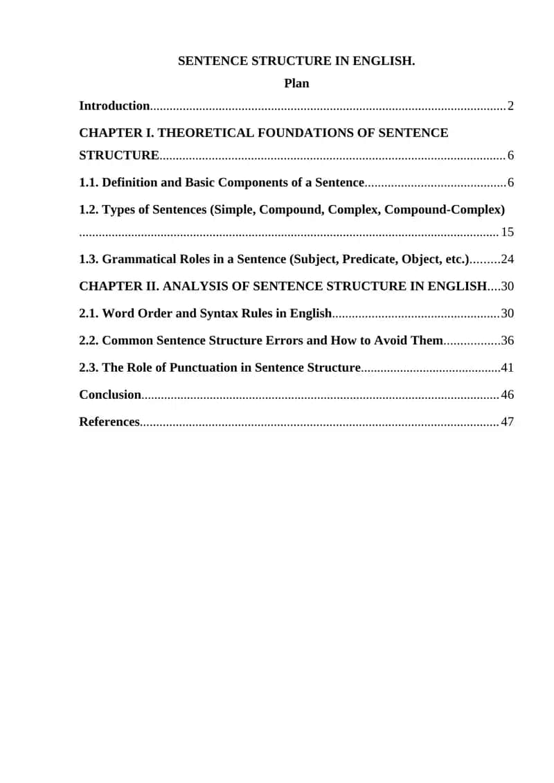 Sentence Structure in English 1