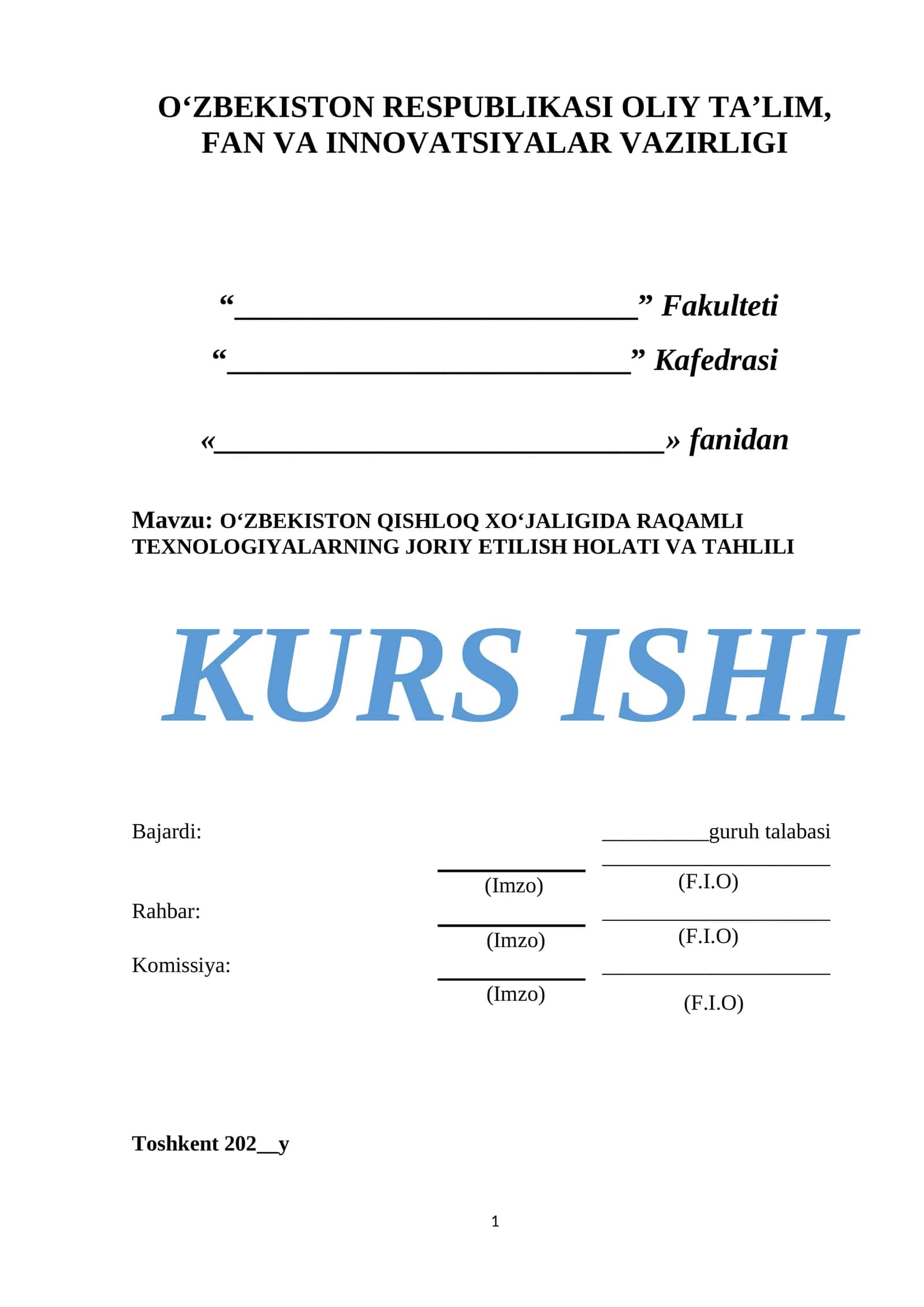O‘ZBEKISTON QISHLOQ XO‘JALIGIDA RAQAMLI TEXNOLOGIYALARNING JORIY ETILISH HOLATI VA TAHLILI 1