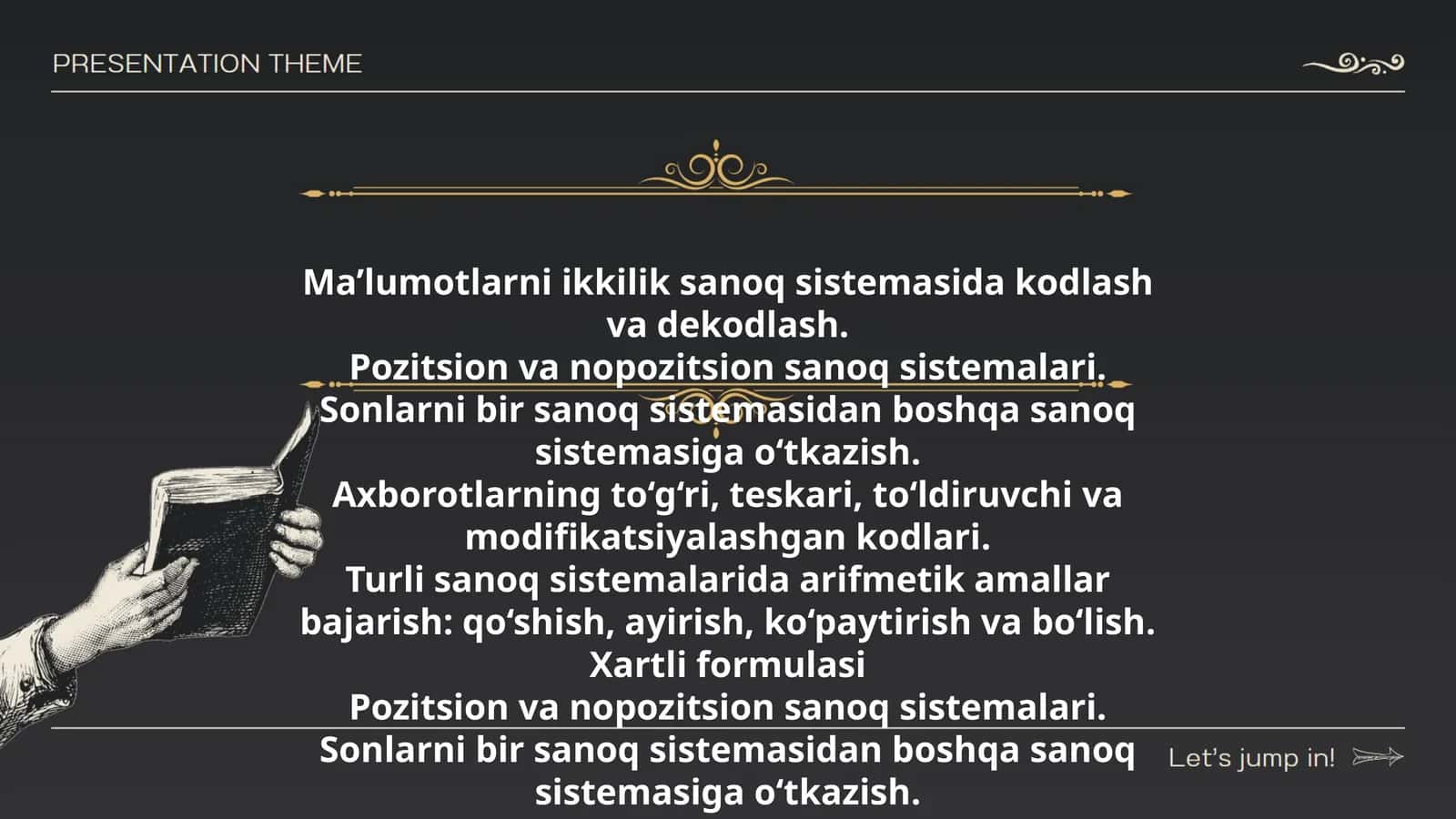 Ma’lumotlarni ikkilik sanoq sistemasida kodlash va dekodlash 1