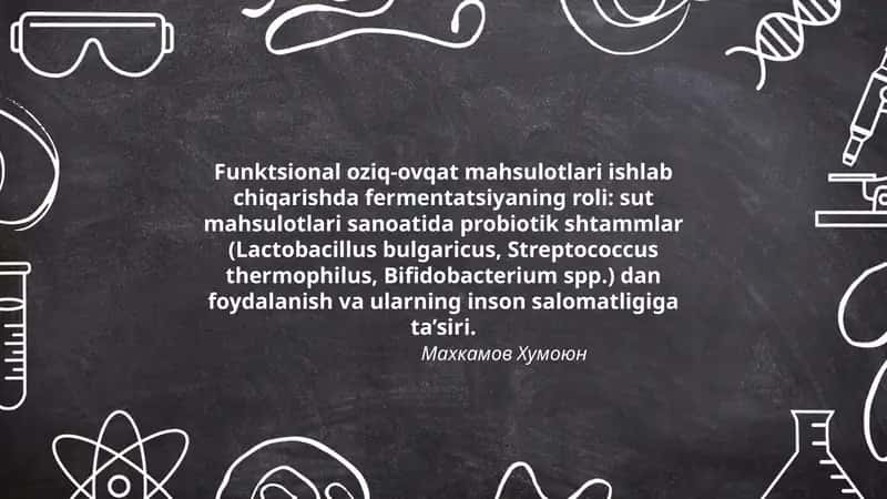 Funktsional oziq-ovqat mahsulotlari ishlab chiqarishda fermentatsiyaning roli: sut 1