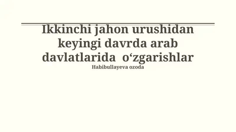 Sovuq urush davri va Arab davlatlaridagi ta’siri 1