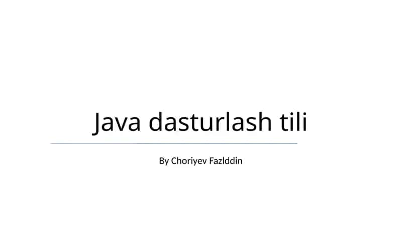 Java dasturlash tili 1