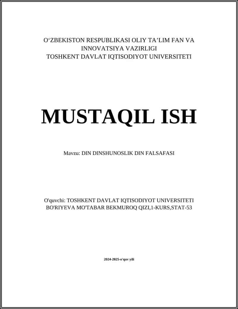 DIN DINSHUNOSLIK DIN FALSAFASI 1