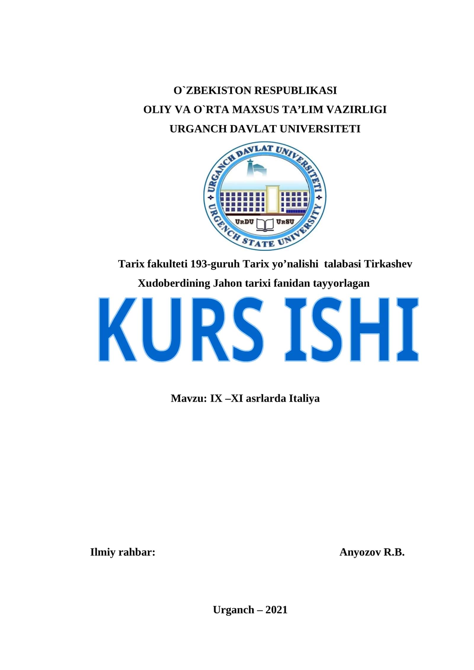 IX –XI asrlarda Italiya 1