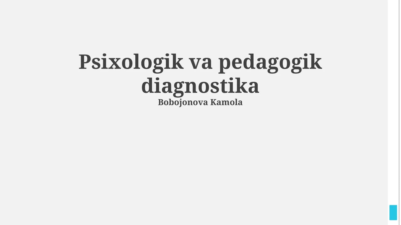 Psixologik va pedagogik diagnostika 1