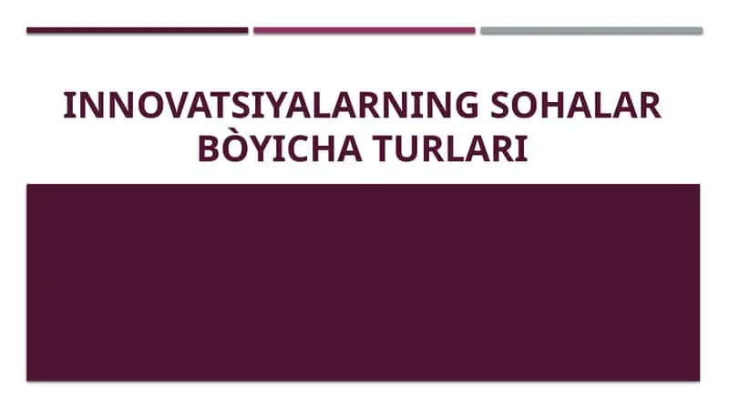 Innovatsiyalarning sohalar bòyicha turlari 1