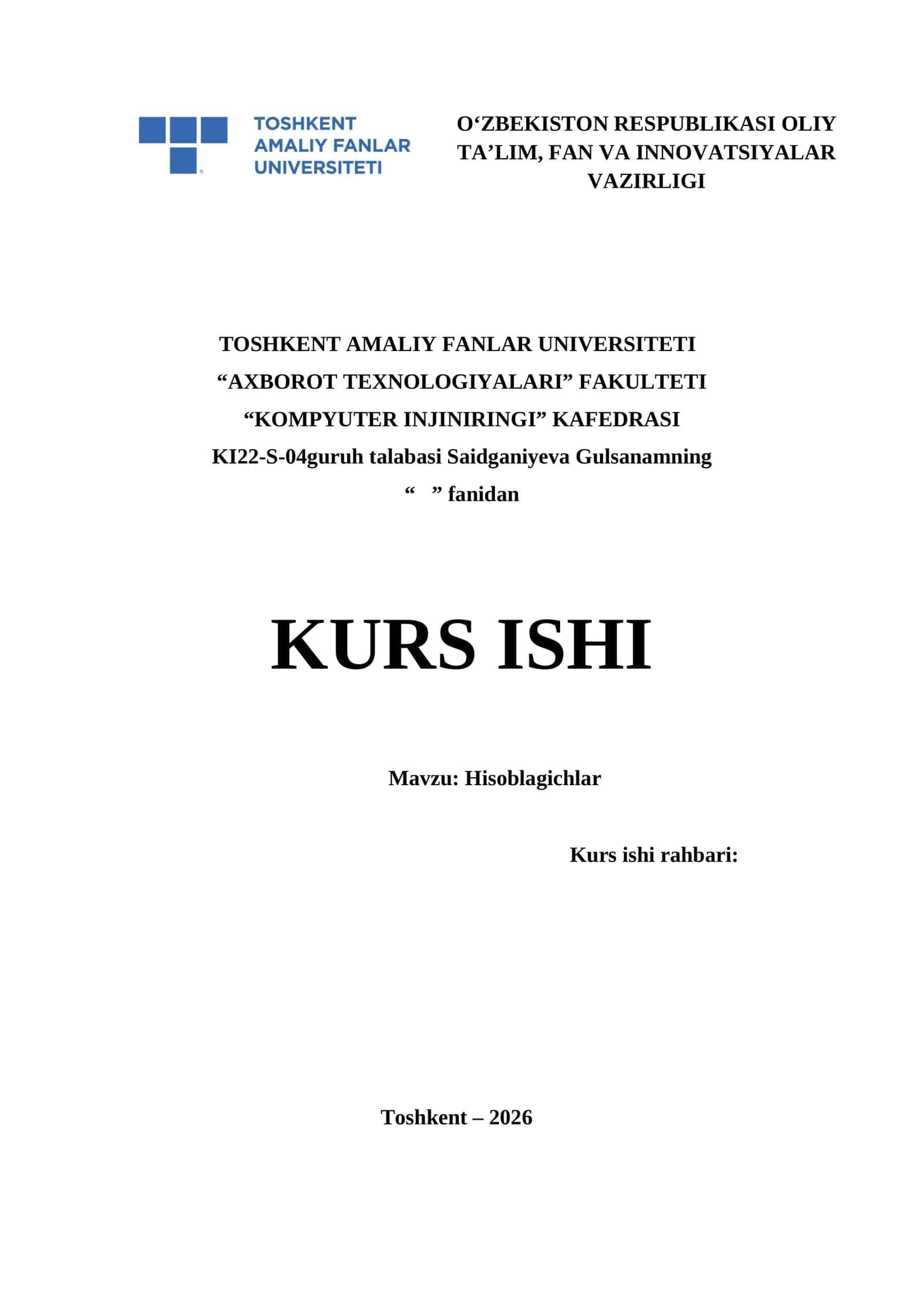 Hisoblagichlar. 1