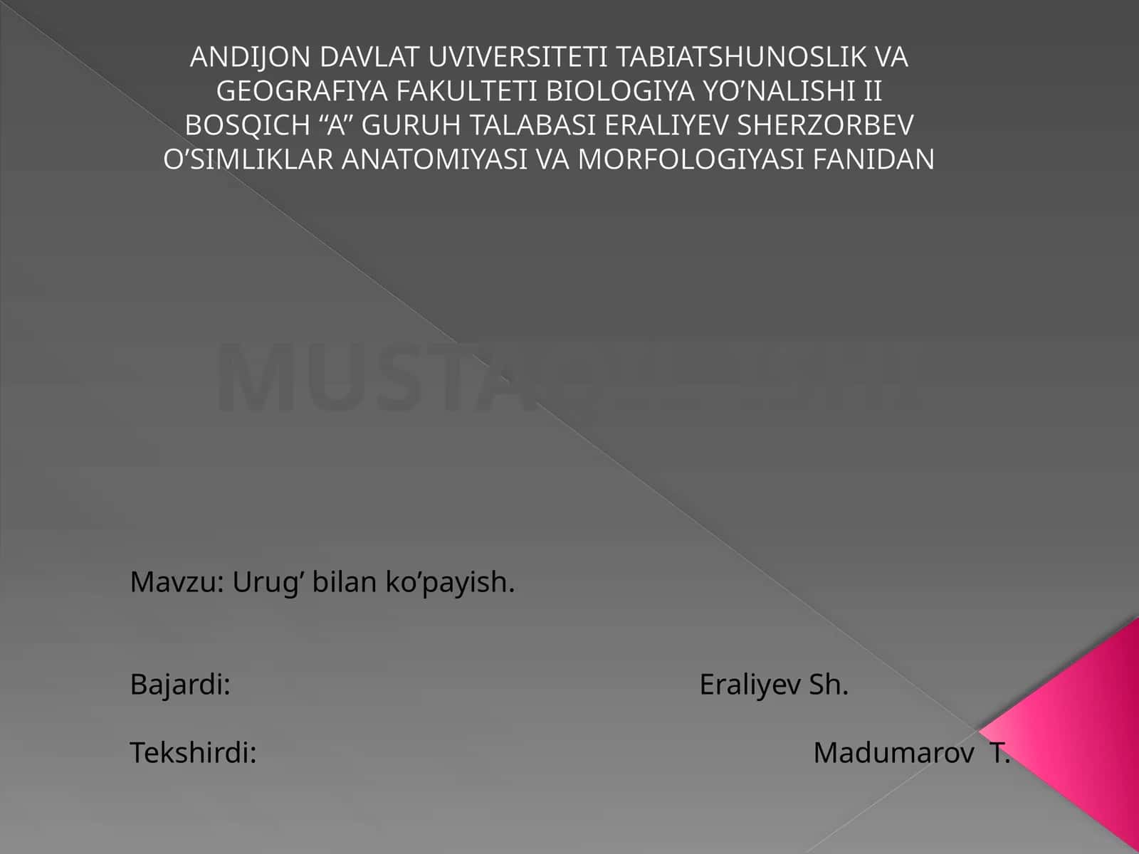 Urug’lar paydo bo’lishi va ularning tuzilishi 1