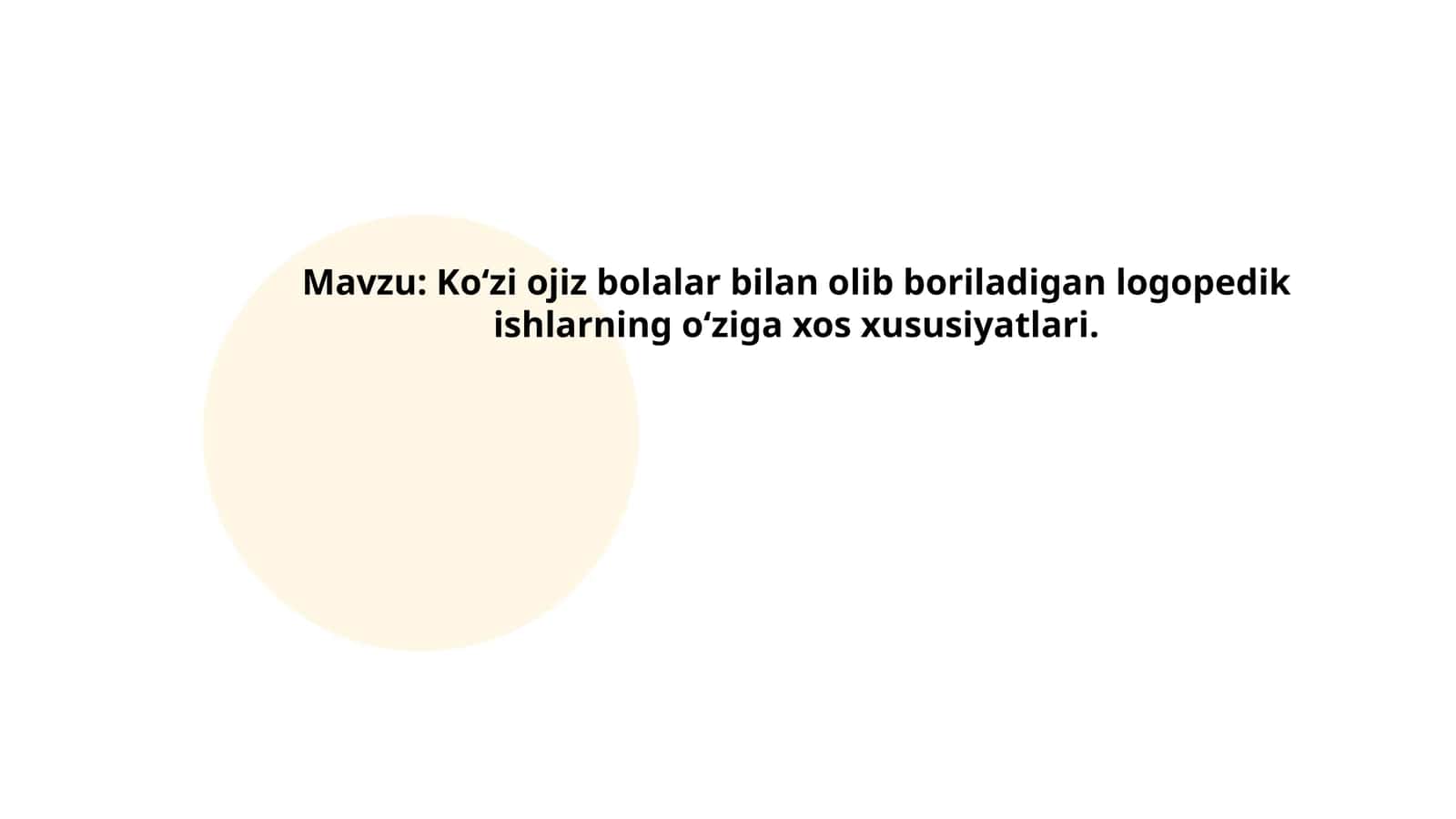 Koʻzi ojiz bolalar bilan olib boriladigan logopedik ishlarning oʻziga xos xususiyatlari 1