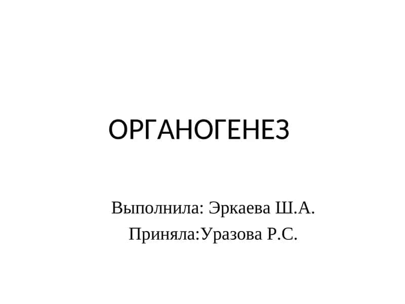 ОРГАНОГЕНЕЗ 1