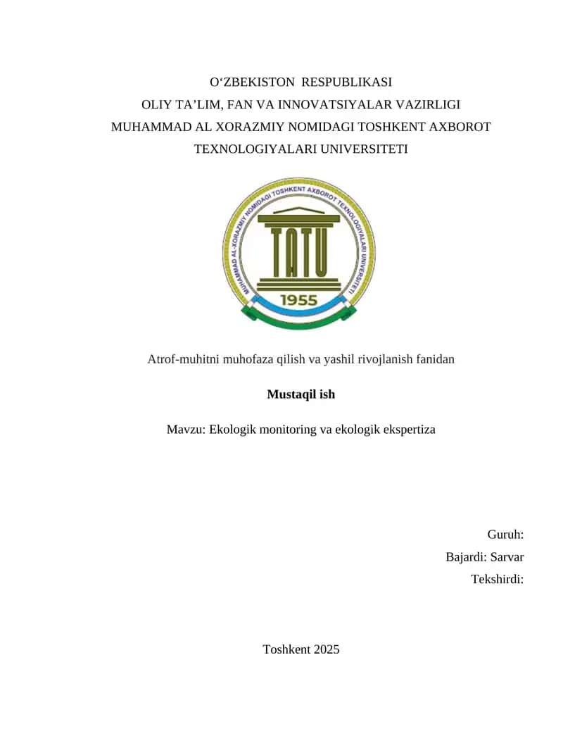 Ekologik monitoring va ekologik ekspertiza 1