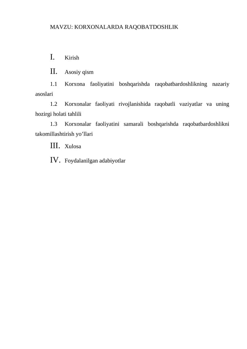 KORXONALARDA RAQOBATDOSHLIK 1