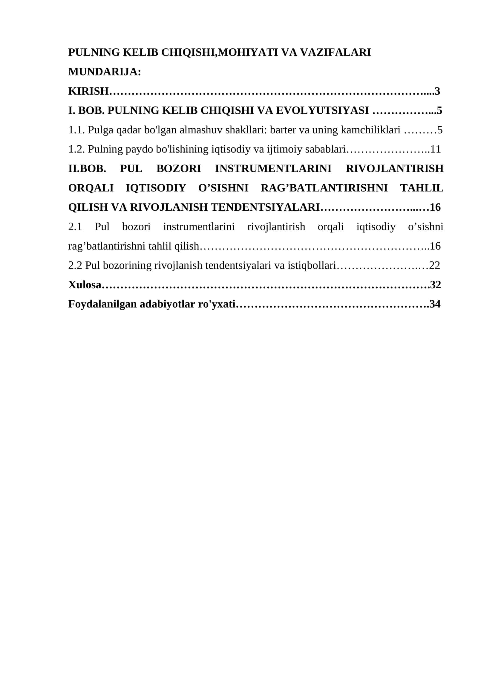 PULNING KELIB CHIQISHI,MOHIYATI VA VAZIFALARI 1