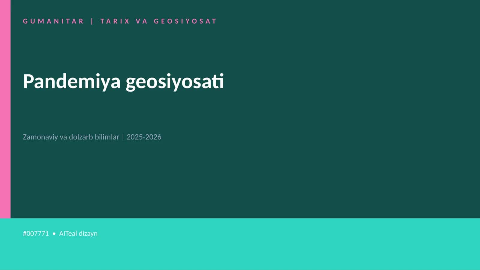 Pandemiya geosiyosati 1