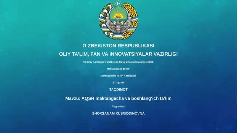 AQSH maktabgacha va boshlangʻich taʼlim 1