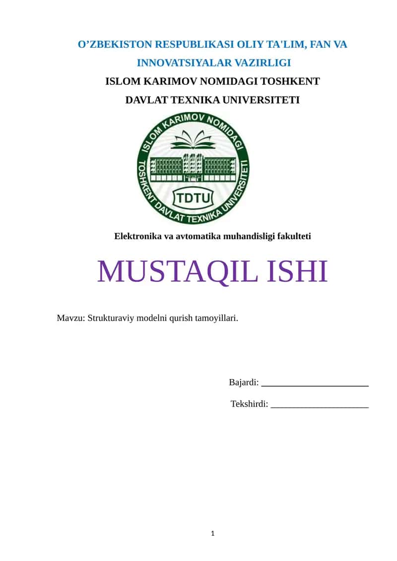 Strukturaviy modelni qurish tamoyillari 1