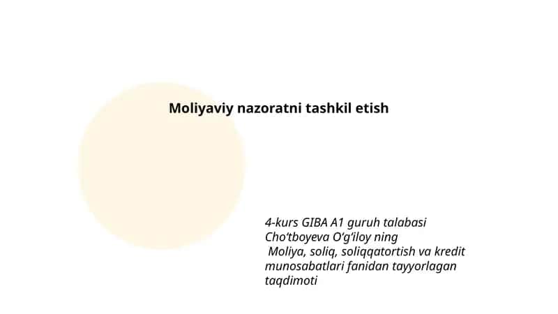 Moliyaviy nazoratni tashkil etish 1