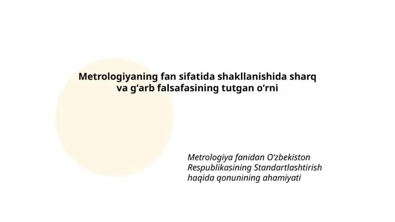 Metrologiya fanidan Oʻzbekiston Respublikasining Standartlashtirish haqida qonunining ahamiyati 1