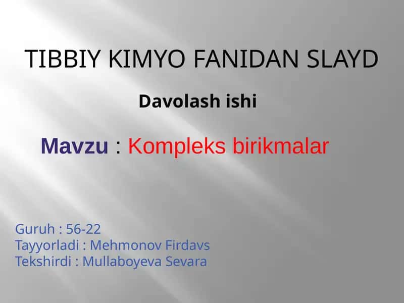 TIBBIY KIMYO FANIDAN SLAYD 1