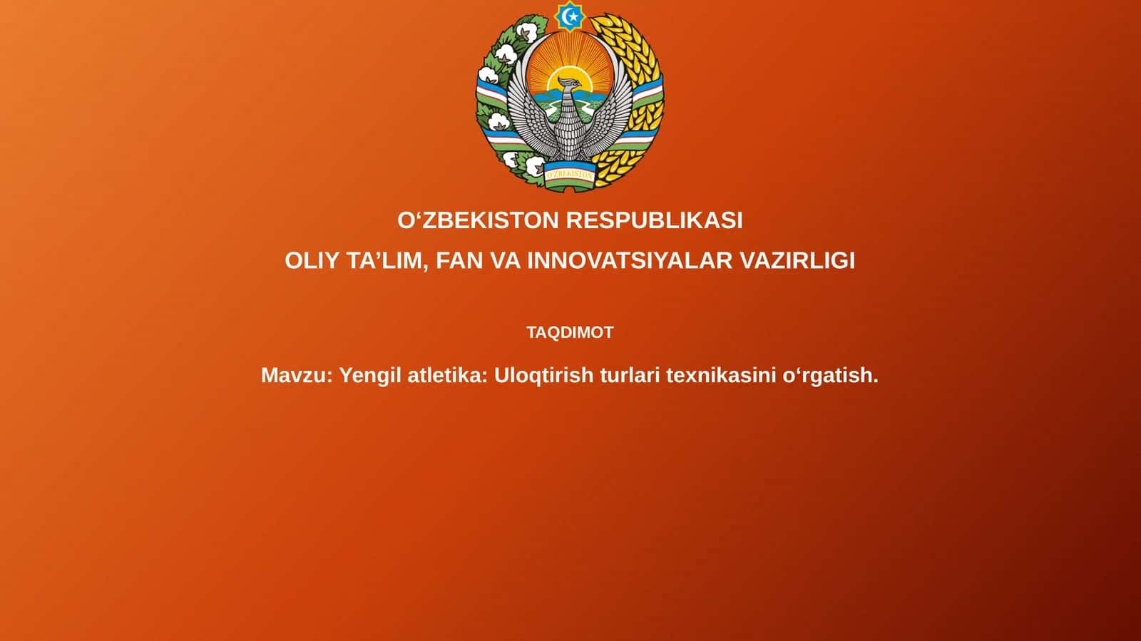 Yengilatletika: Uloqtirishturlari texnikasini oʻrgatish 1