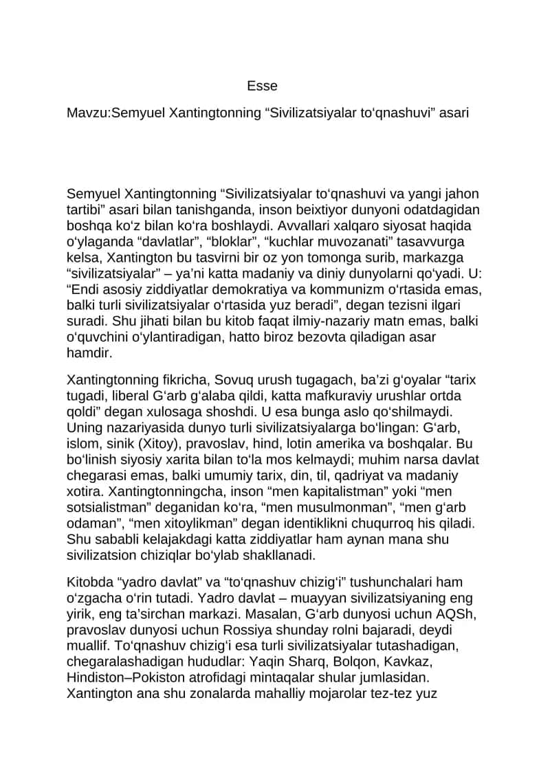 Sivilizatsiyalar to‘qnashuvi 1