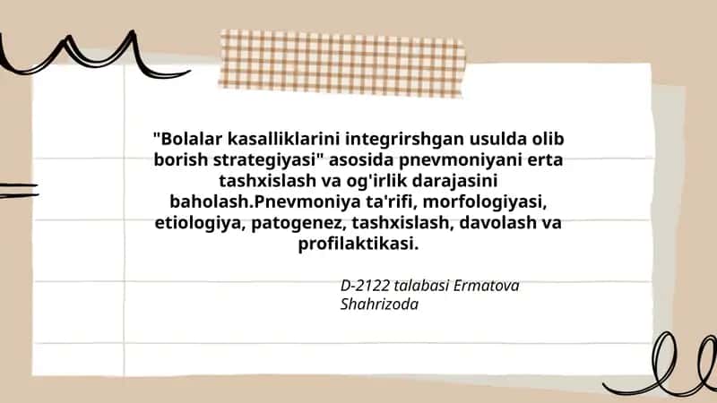 Bolalar kasalliklarini integrirshgan usulda olib borish strategiyasi 1