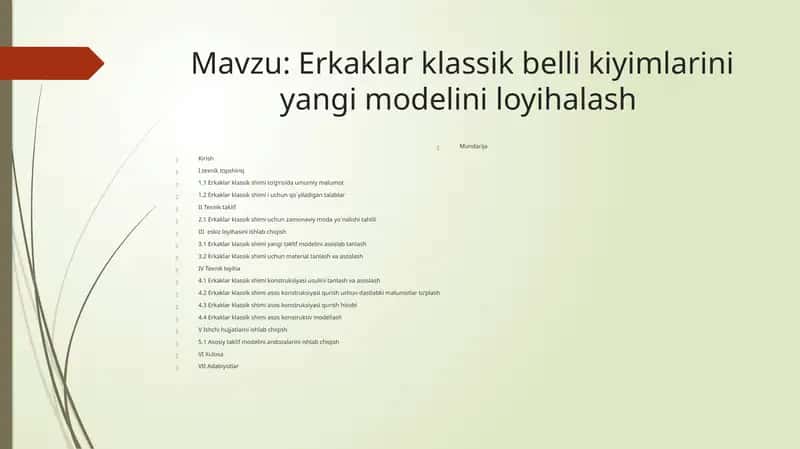 Erkaklar klassik belli kiyimlarini yangi modelini loyihalash 1