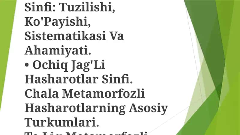 Hasharotlar Katta Sinfi: Vakillarining Tuzilishi Va Ko'Payishi 1