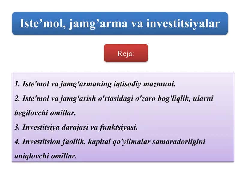 Iste’mol va jamg’armaning iqtisodiy mazmuni 1
