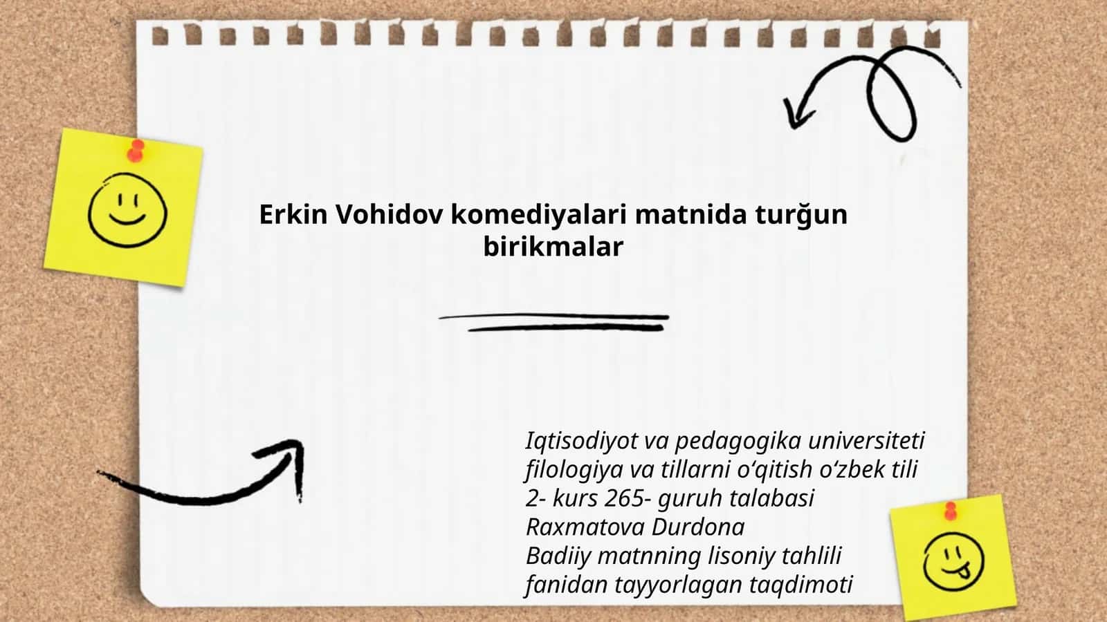 Erkin Vohidov komediyalari matnida turğun birikmalar 1
