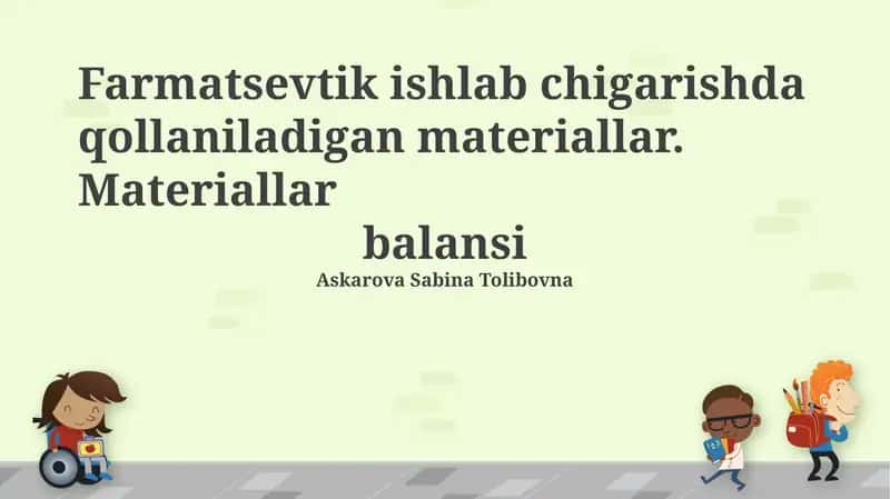 Farmatsevtika ishlab chiqarishida qollaniladigan materiallar 1