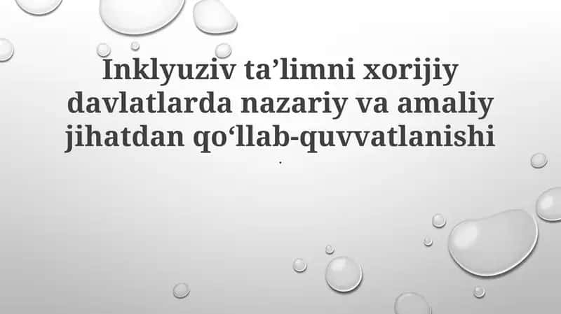 Inklyuziv taʼlimni xorijiy davlatlarda nazariy va amaliy jihatdan qoʻllab-quvvatlanishi 1