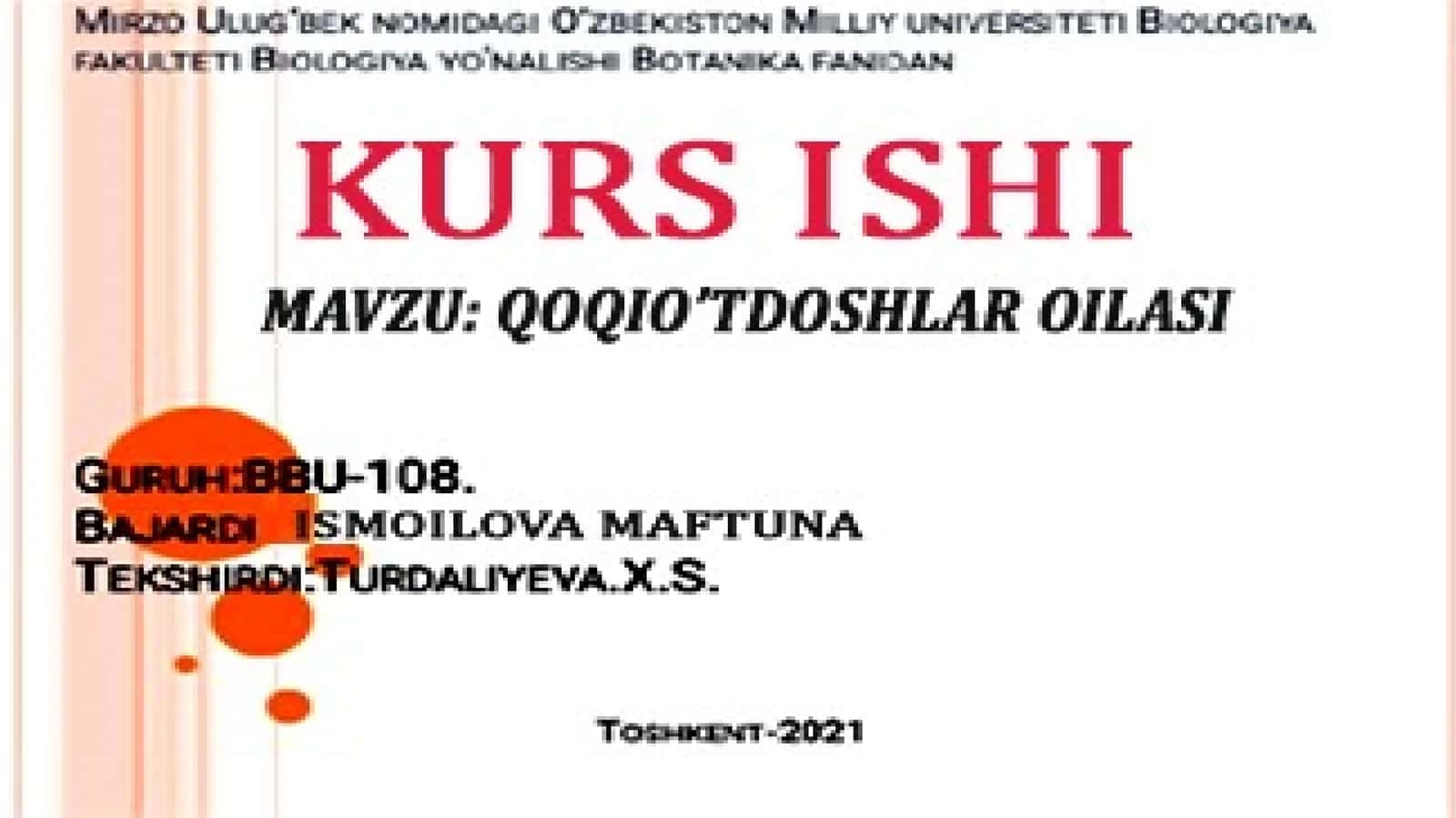 QOQIO’TDOSHLAR OILASI 1