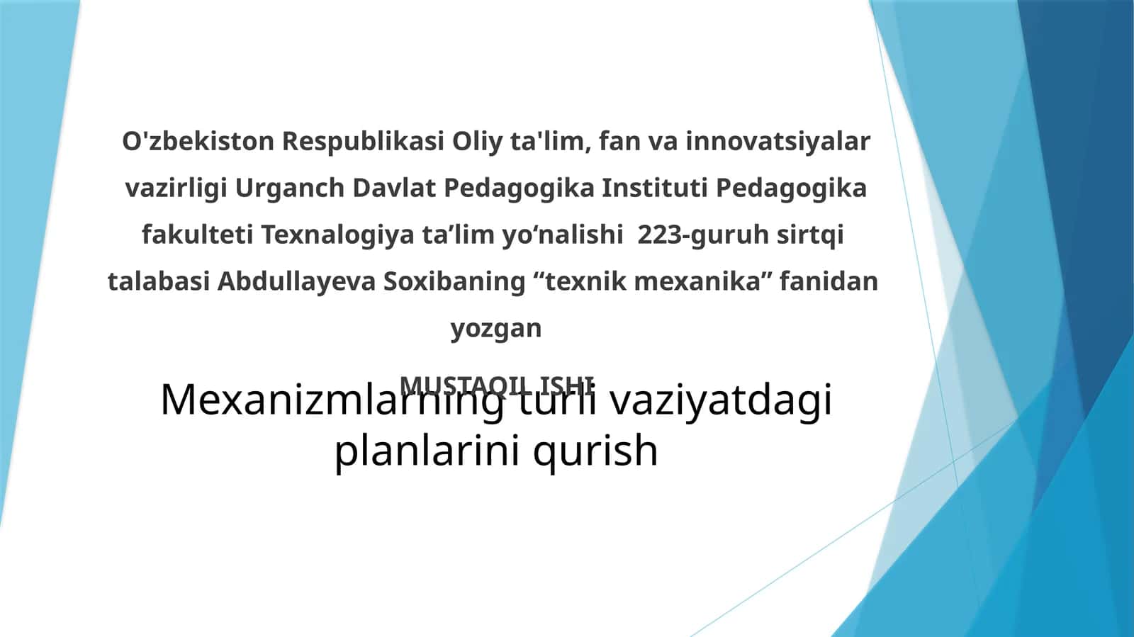 MUSTAQIL ISHI Mеxanizm plani 1
