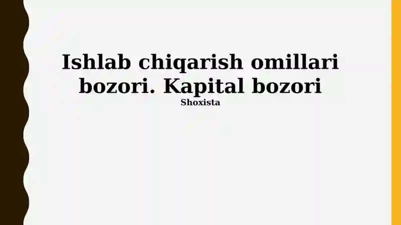 Ishlab chiqarish omillari bozori