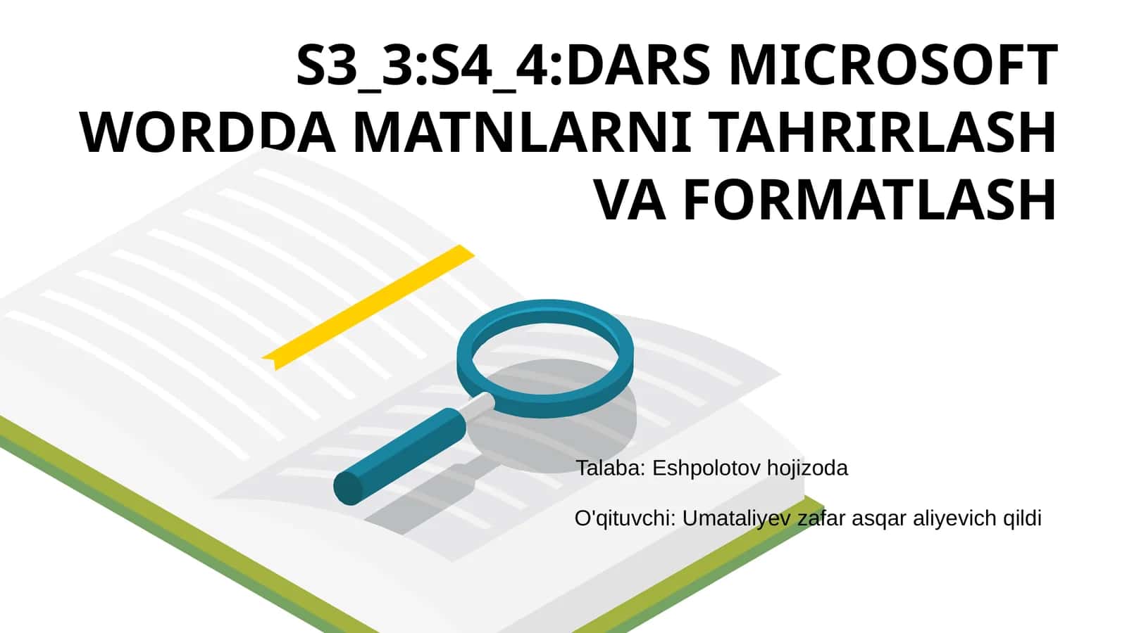 MICROSOFT WORDDA MATNLARNI TAHRIRLASH VA FORMATLASH 1