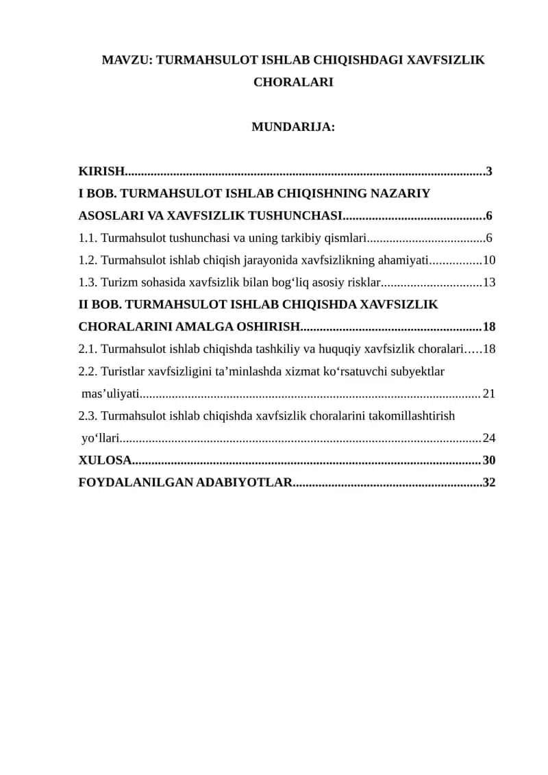 Turmahsulot Ishlab Chiqishdagi Xavfsizlik Choralari 1