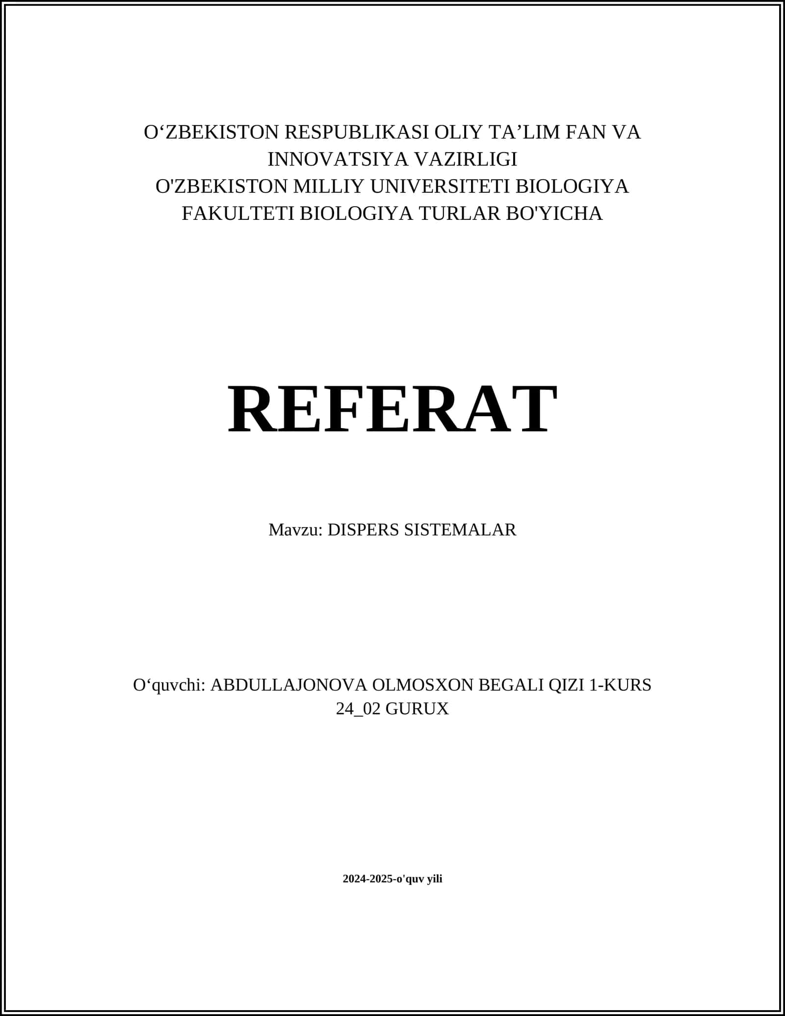 DISPERS SISTEMALAR 1