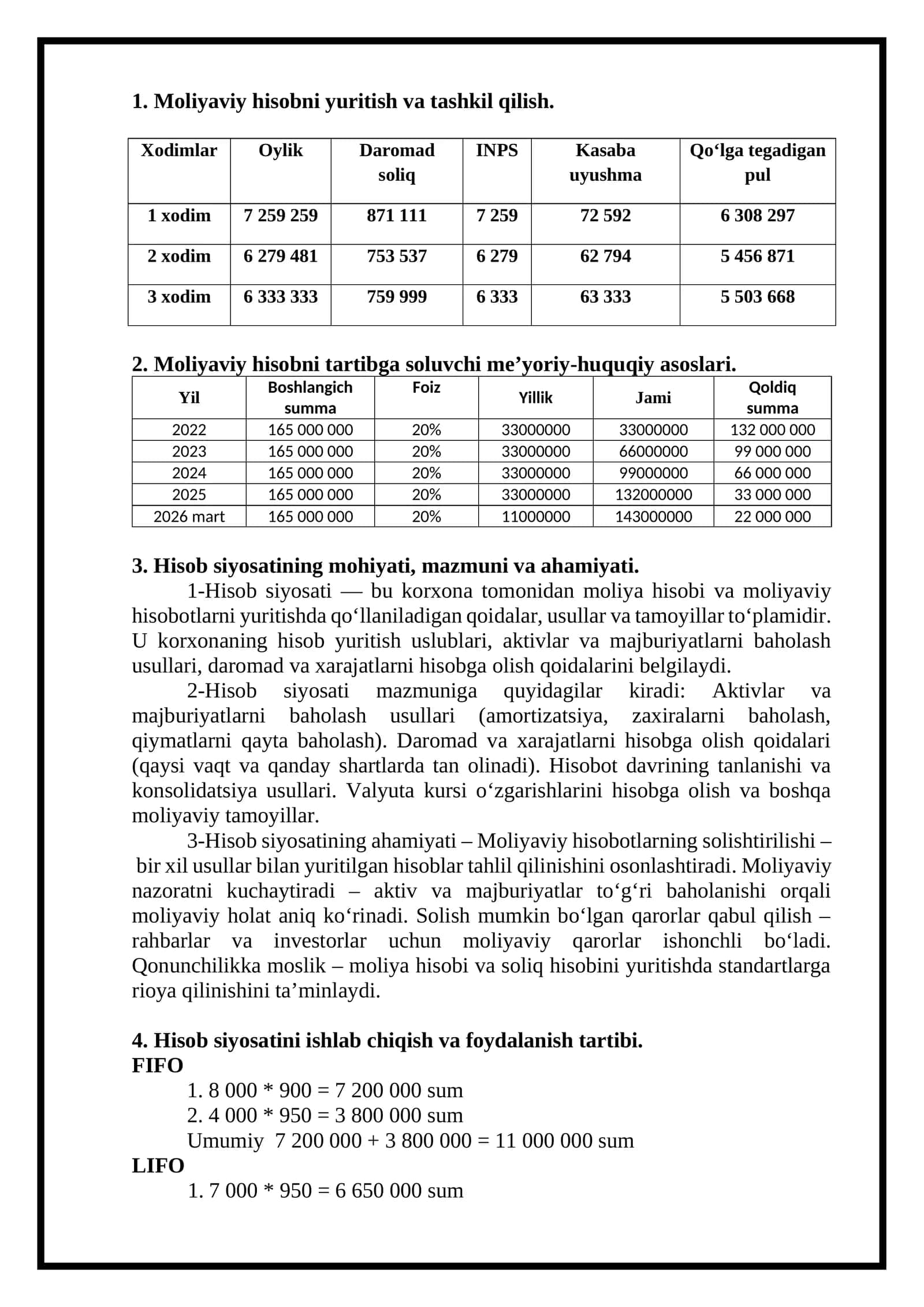 Moliyaviy hisobni yuritish va tashkil qilish 1