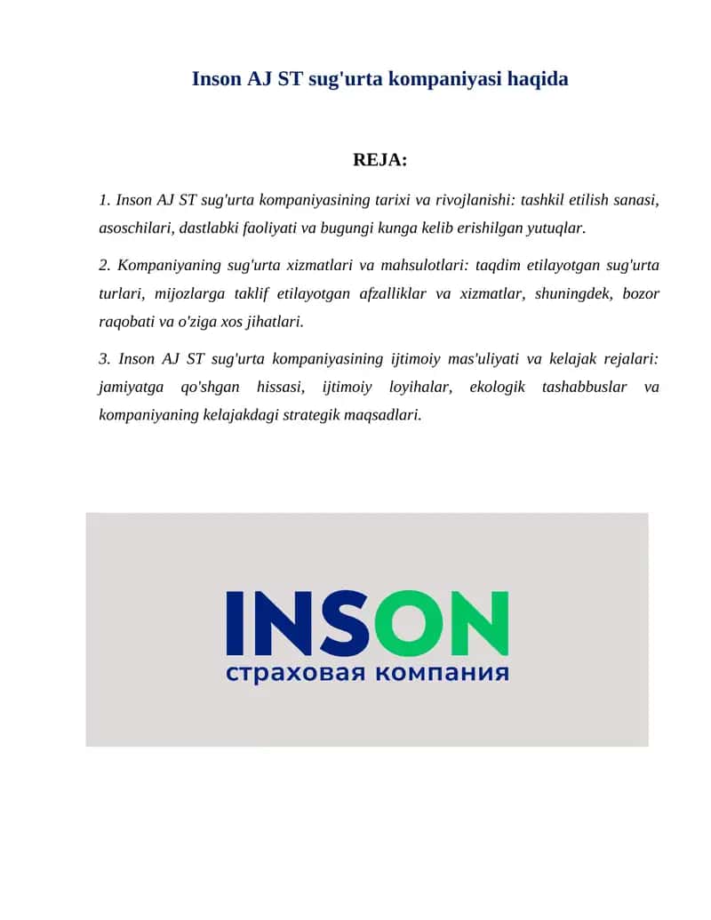 Inson AJ ST sug'urta kompaniyasi 1
