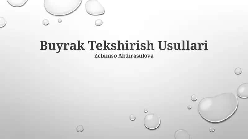 Buyrak Tekshirish Usullari 1