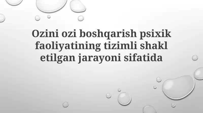 O'z-o'zini tartibga solish 1