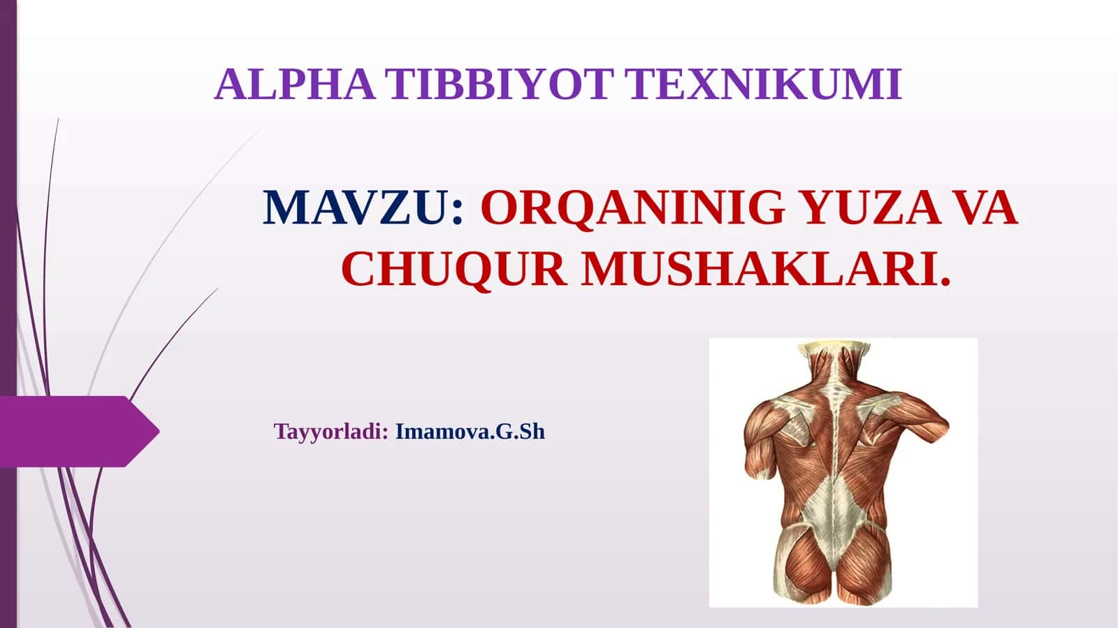 ORQANINIG YUZA VA CHUQURMUSHАKLАRI 1
