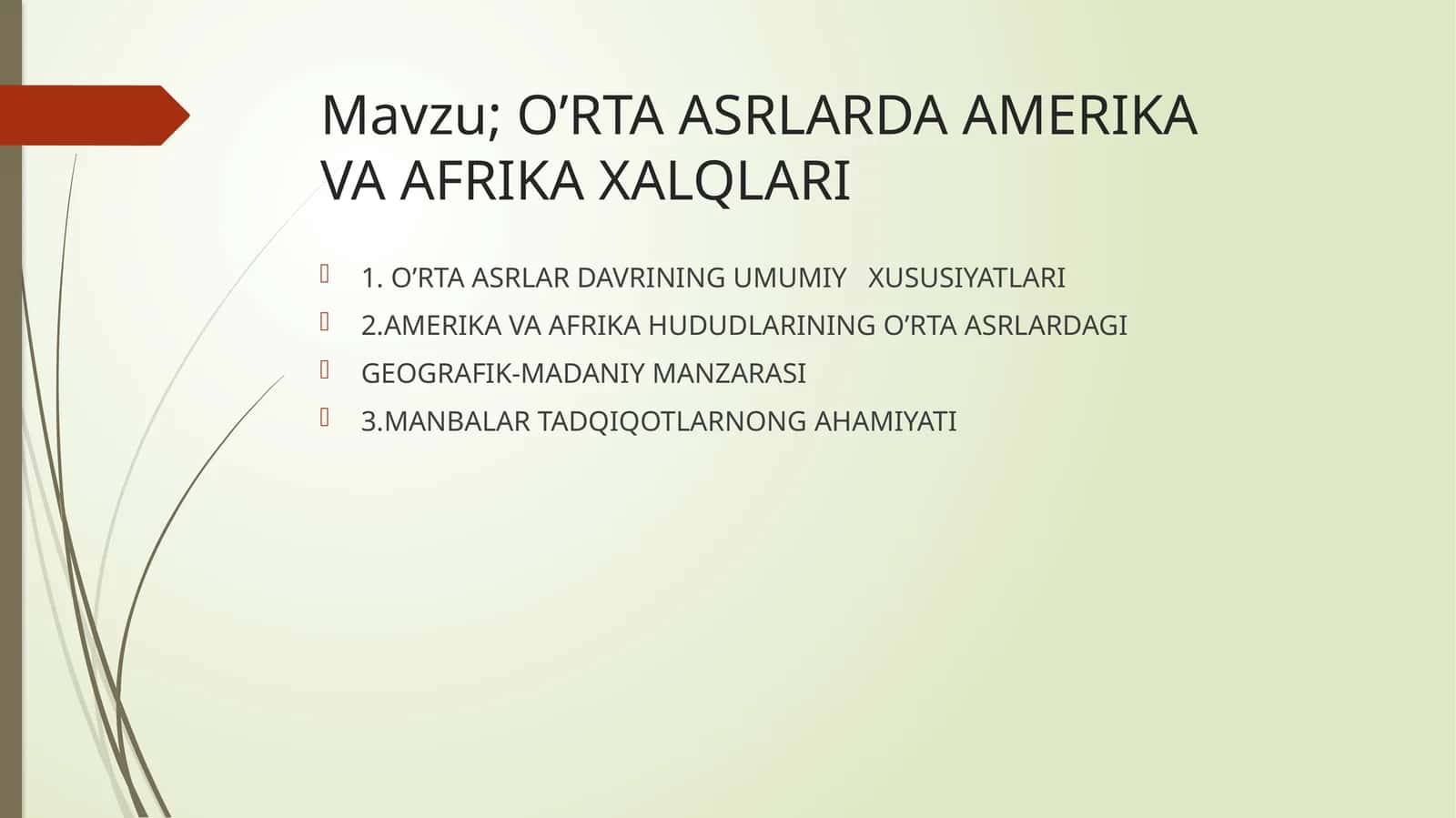 O’RTAASRLARDA AMERIKAVO AFRIKA XALQLARI 1