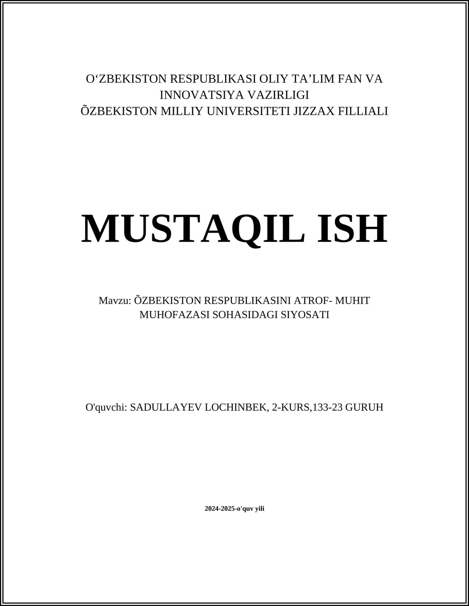 Ekologik xavfsizlikni ta'minlash 1