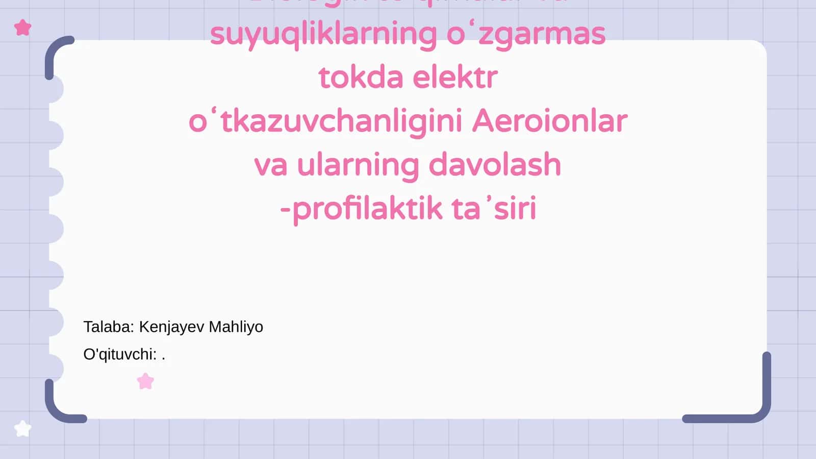 Biologik To'qimalar va Elektr O'tkazuvchanlik Asoslari 1