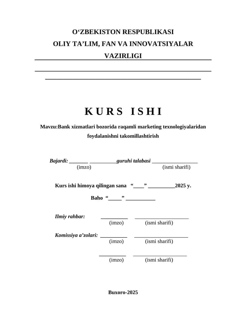 Bank xizmatlari bozorida raqamli marketing texnologiyalaridan foydalanishni takomillashtirish 1