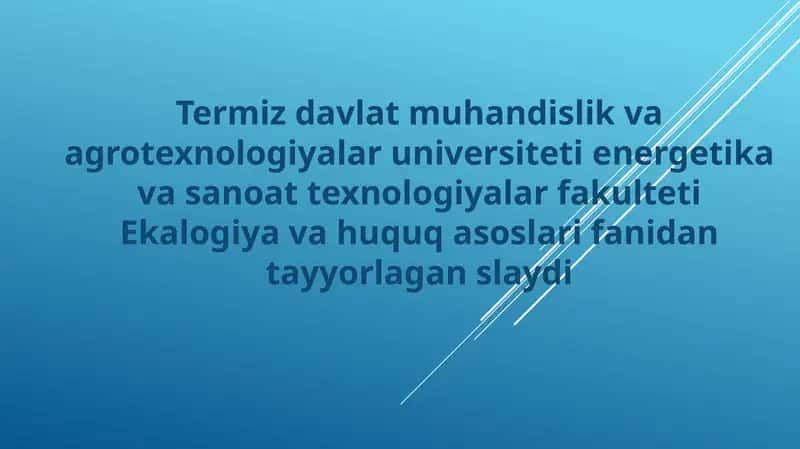 HAYVONOT DUNYOSINI EKOLOGIK-HUQUQIY HIMOYA QILISH 1