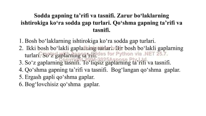 Sodda gaplar va ularning tasnifi 1